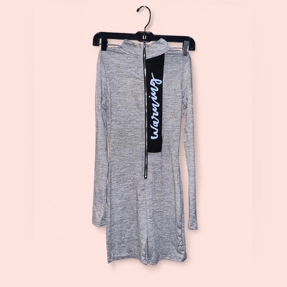 Pants - Gray Long Sleeve Zip-Up Dress